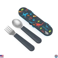 Bentgo Kids Stainless Steel Utensil Set - Reusable Fork, Spoon & Storage Case -