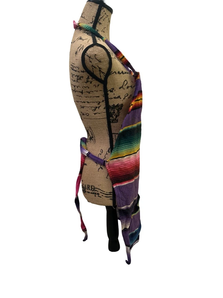 Vintage Frida Kahlo Apron Rainbow Colors Mexican Cooking Apron with Pockets - Image 3 of 4