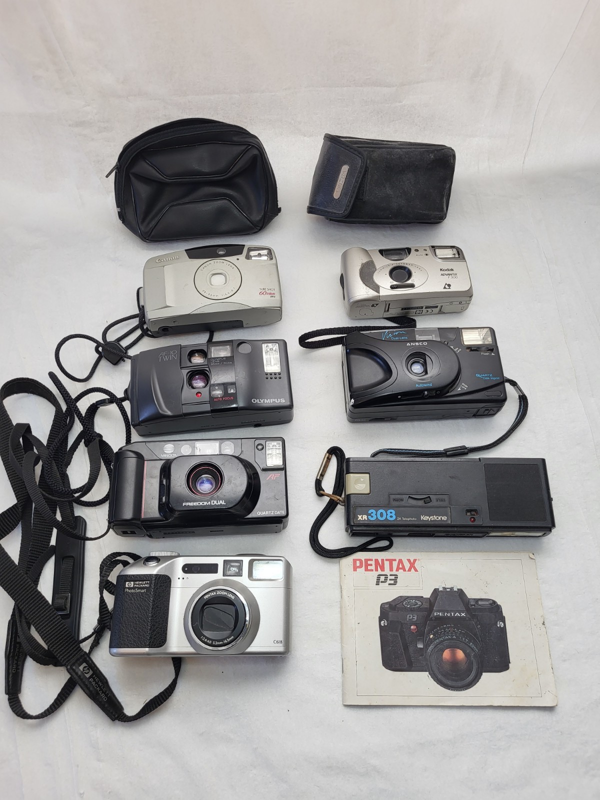 Film Camera Bulk Lot + Accesories Kodak Olympus Canon Minolta Untested For Parts