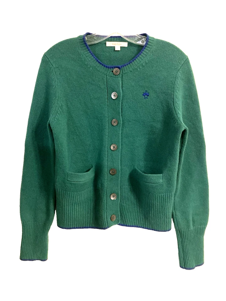 Brooks Brothers Cardigan Sweater 100% Wool Preppy Classic Women Size Large Green - Image 3 of 4