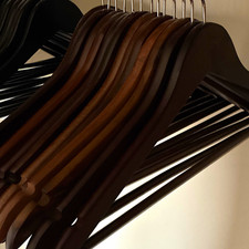 Brown Wooden Clothes Hangers w/ Metal Hooks, Notched, for Coats Dresses 5
