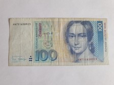 100 DM Banknote / Deutsche Mark Schein 02. Januar 1989 Serie AN