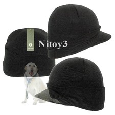 Igloos Rib-Knit Beanie Hat-Cap w/Visor - Men One Size Stretch Fit