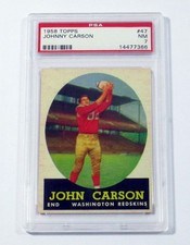 1958 Topps Football Johnny Carson #47 Washington Redskins PSA 7
