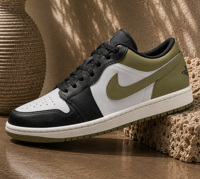 Nike Air Jordan 1 Low Black Toe Medium Olive 553558-092 Mens New