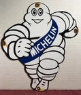 LARGE VINTAGE DATED 1954 MICHELIN MAN TIRES 16” PORCELAIN GAS OIL SIGN