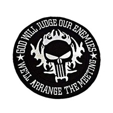 10" God Will Judge Our Enemies Skull Patch Tactical Military Biker Sew-On Morale