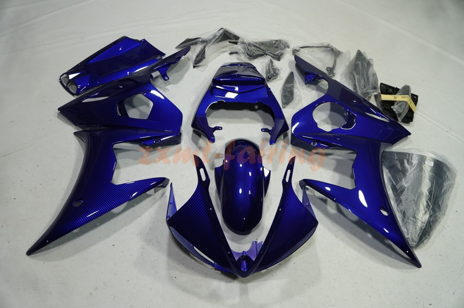 For Yamaha YZF R6 03-04 /R6S 2006-09 Blue Black Carbon Fiber Painted Fairing Kit