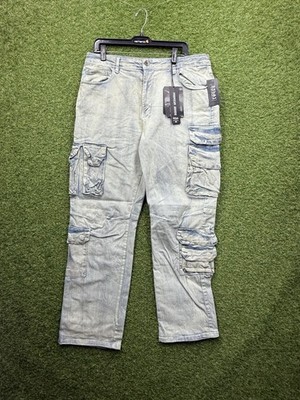 Rebel Vengeance Baggy Stacked Cargo Jeans Men's 36x30 Alternative Rapper