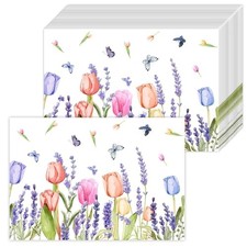 Paper Placemats Disposable 50 Pack Lavender Spring Placemats 16x 11 Inch Tulip