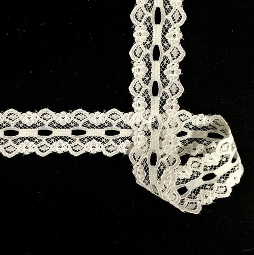 Insertion Lace  Double Sclloped Beading Lace Trim 1" White 15 yards