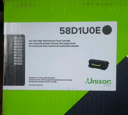 Genuine Lexmark 58D1U0E Black Ultra High Yield Contract Toner - New Sealed - Zdjęcie 2 z 5