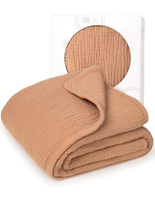 Muslin Baby Blanket Quilt - Crib Blanket for Toddlers 47"  47" Caramel