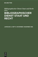 Bibliographischer Dienst Staat Und Recht | November/ Dezember 1958 | Buch