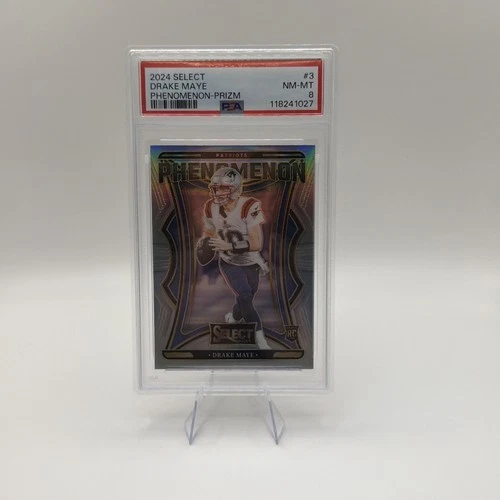 2024 Panini Select Drake Maye PSA 8 Phenomenon SILVER PRIZM RC ROOKIE SP