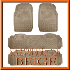 Fits 4 Pcs Ford Explorer Heavy Duty Beige  Rubber Floor Mats Full Set