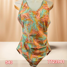 Speedo Women's Printed Hibiscus Orange Racing One Piece Swimsuit 14