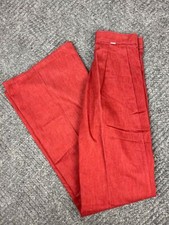 Vintage 70's Levis Corduroy Flare Pants Womens 24x32 Red High Rise Bear back NOS
