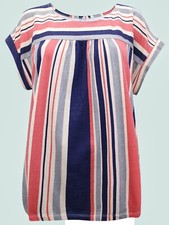 SPECIAL OFFER Cotton Blend Striped Short Sleeve Tunic Sizes UK 18 to 24