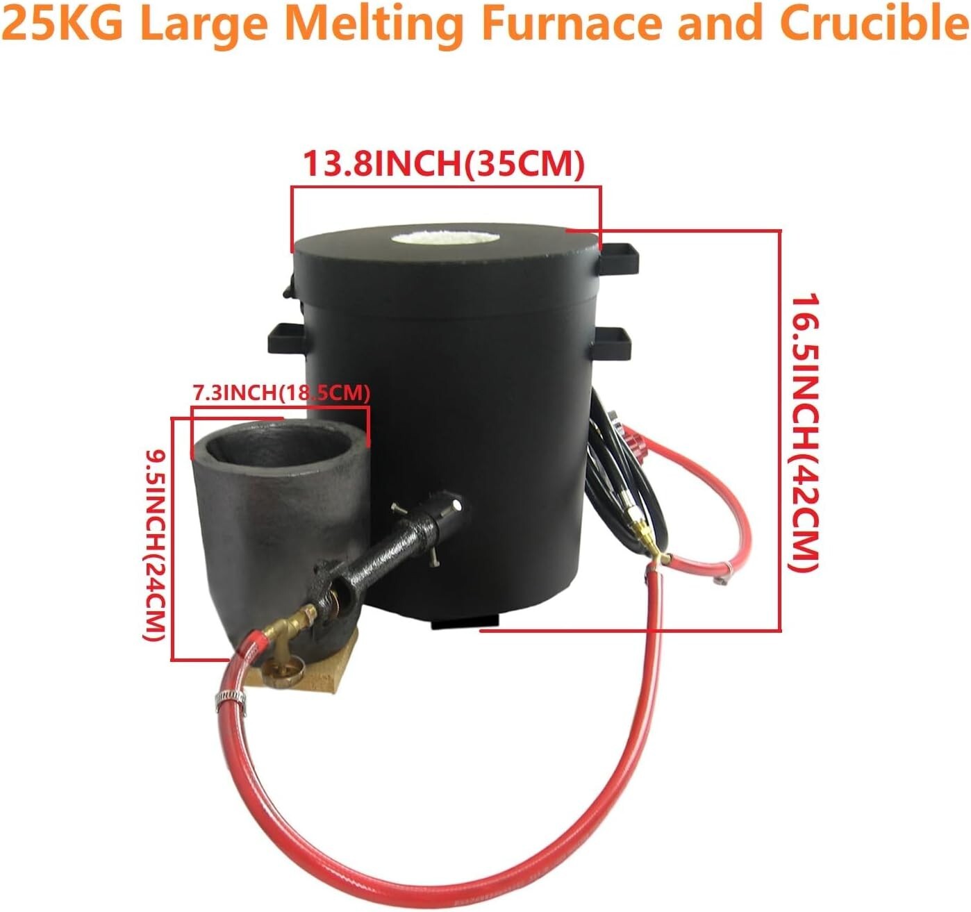 55lbs/25KGS Biggest Gas/Propane Metal Melting Furnace Smelter Cast