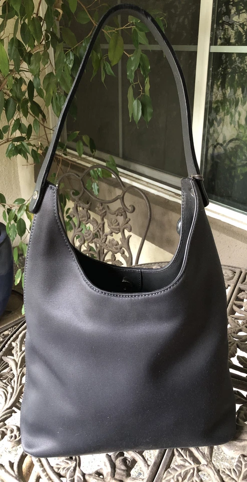 Monsac Negro Hobo Bolso de Hombro Cartera Cuero/Nylon Cuerpo Bolso de Mano Foto 3 de 4