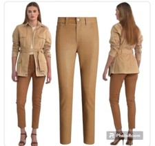 NWT 595 Ralph Lauren Women's Lambskin Leather Embossed Ankle Pants SZ 14