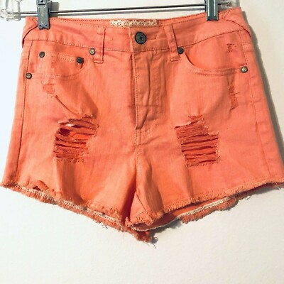 Altard State Distressed High Rise Shorts Cantaloupe Orange Size 24/0 New