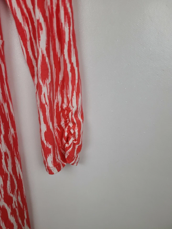 Vestido Pendleton Mujer Simulado Envolvente Pequeño Mediano Coral Blanco Cebra Manga Larga Foto 4 de 4