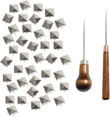 SBYURE 500 Pieces 10Mm Four-Jaw Square Rivets Silver Metal Pyramid ...