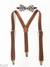 New Brown Suspenders and Bowtie Set, Mens Suspenders Bowtie, Barnyard Wedding