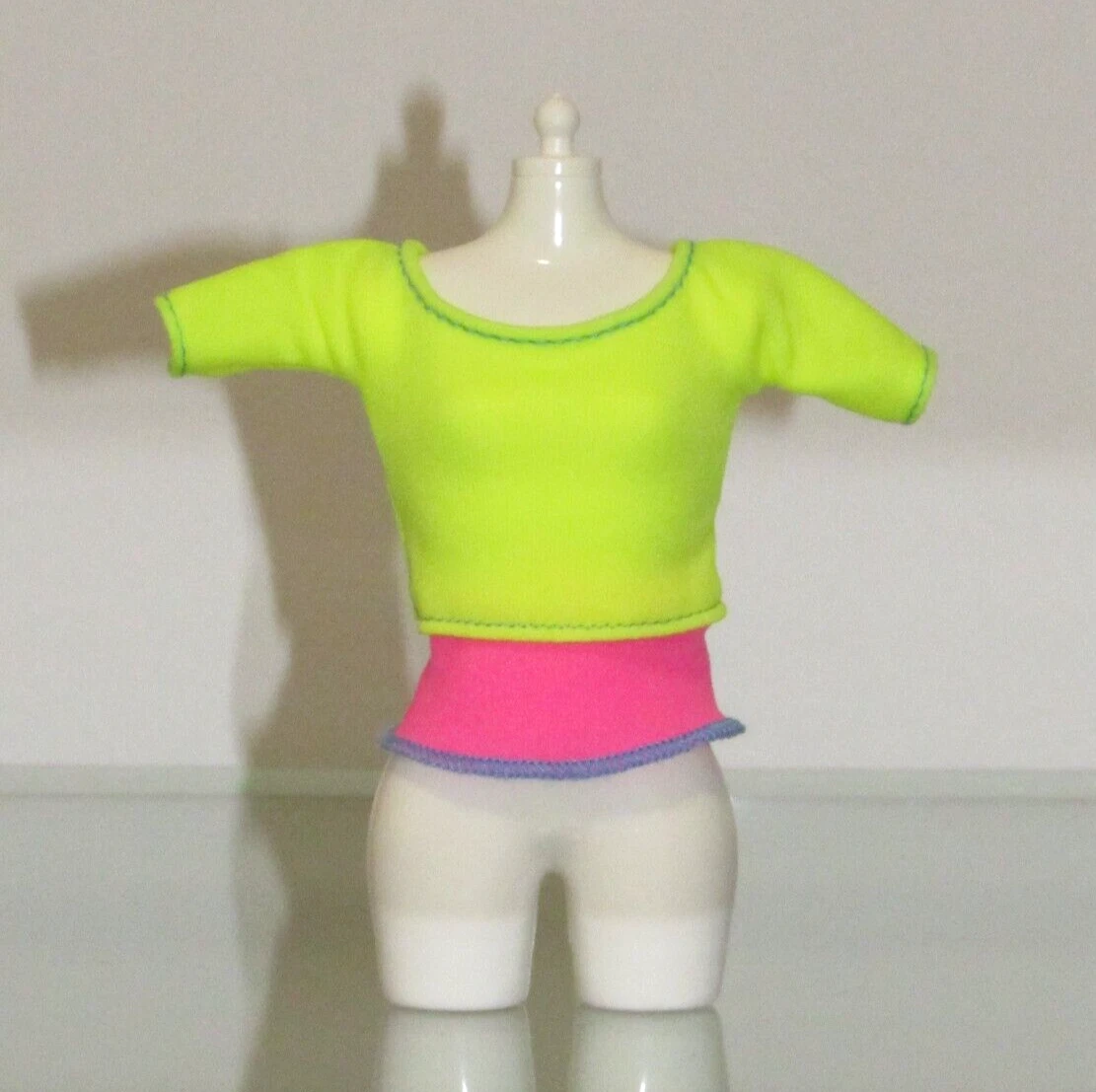 MATTEL BARBIE MADE TO MOVE COLOR BLOCKED NEON YOGA GYM FASHION TOP