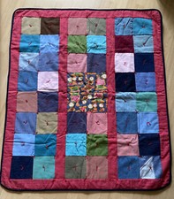 Peanuts Charlie Brown Snoopy HANDMADE QUILT Lap blanket, 42  x 50  EUC, Denim