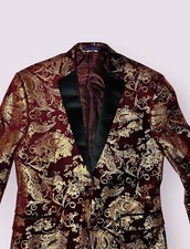 Vinci Italy Red Velvet Jaquard Tuxedo Jacket Men Chest 39 S ITALY