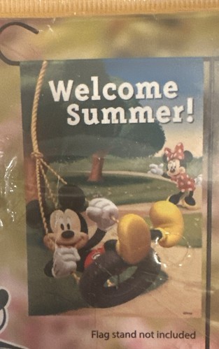 Disney Mickey & Minnie Welcome Summer Garden Flag New In The Package - Picture 4 of 4