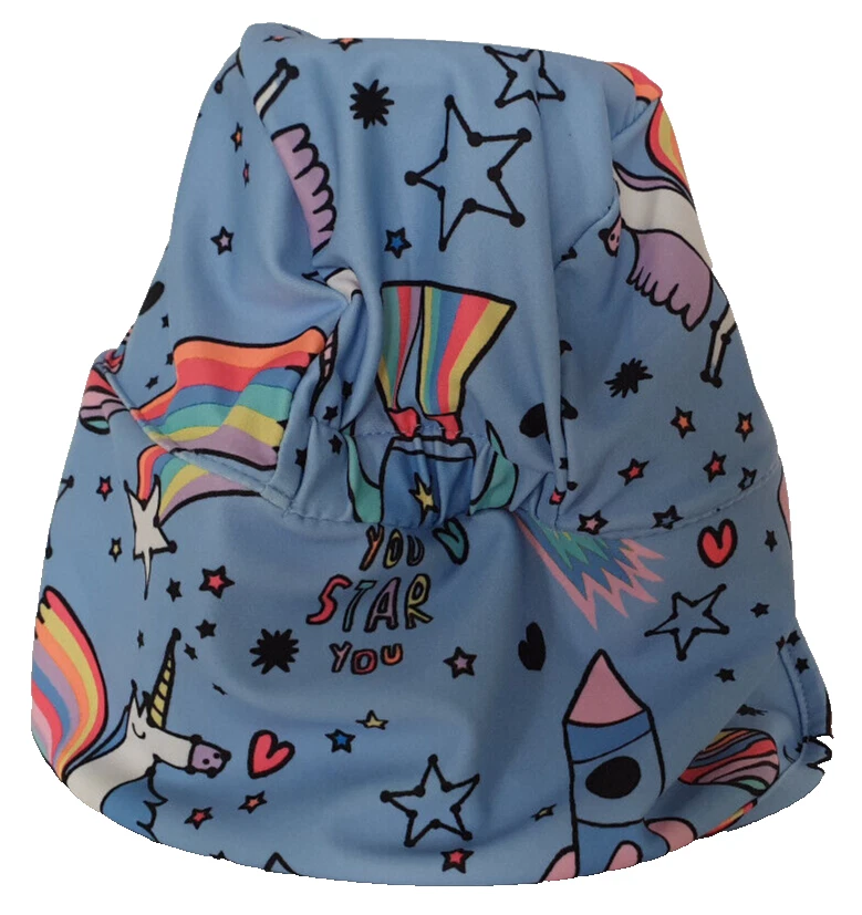 NEXT Baby Bademütze 12-24 Monate UV-Schutz Nackenschutz stretch hellblau bunt - Bild 2 von 4