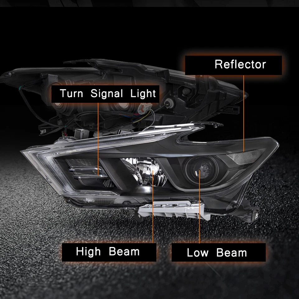 Faros proyectores LED DRL negros para Nissan Máxima S|SL|SV 2016-2018 L+R Foto 2 de 4