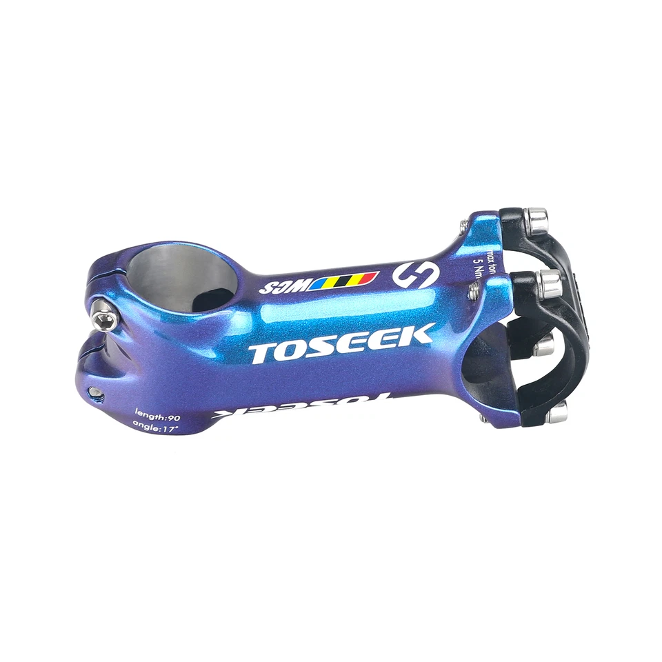 TOSEEK Bicycle Stem 6°/17° Aluminum MTB Road Bike Handlebar Stem 60-110mm Glossy - Image 2 of 4