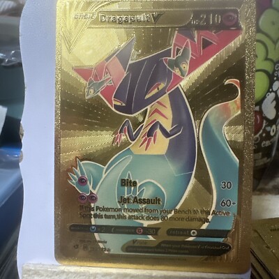 pokemon gold fan art cards Dragapult V Pokemon Gold Foil 🕺Fan Art 🕺Card