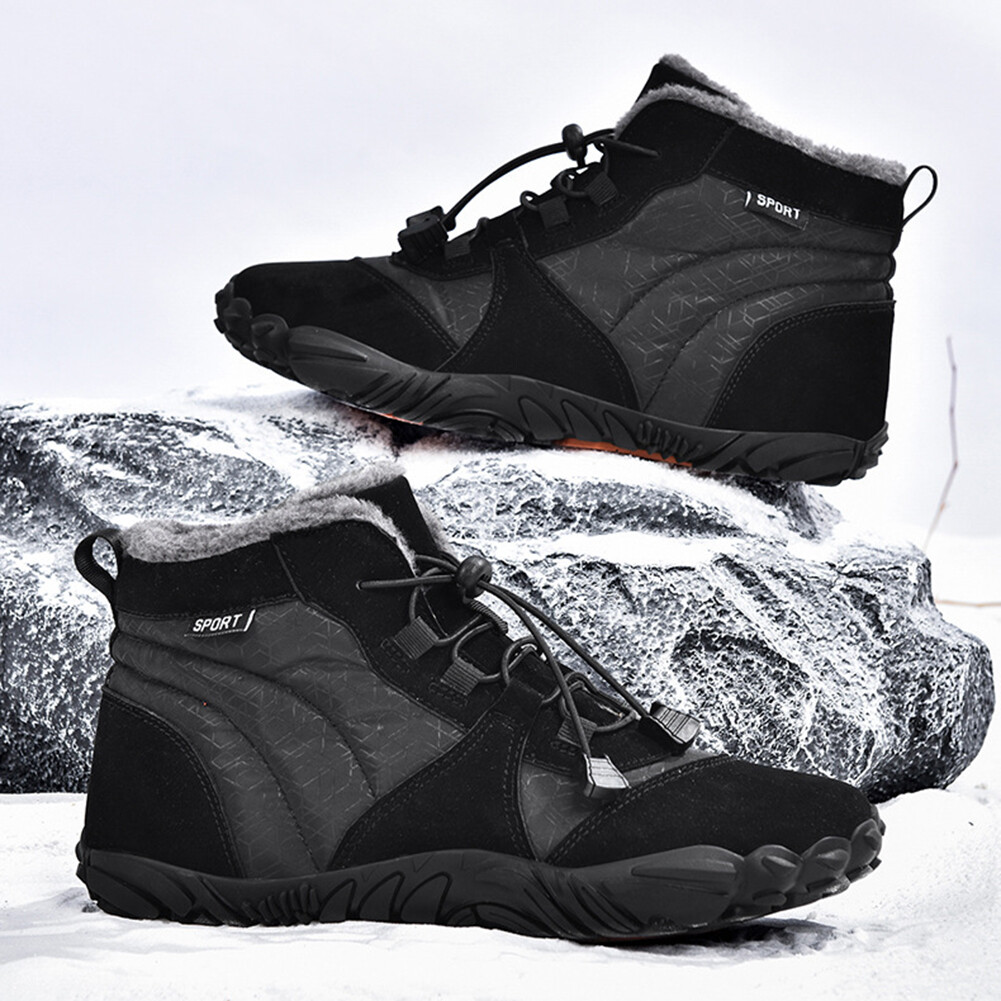 SAOLA Women Men Plush Hiking Boots Non Slip Warm Sporting Shoes Winter Barefoot Boots