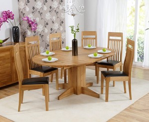 Trend Solid Oak Furniture Round Extending Dining Table And 6 Monte Carlo Chairs 7426763275692 Ebay