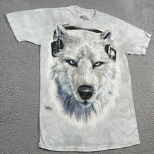 The Mountain Shirt Men's Medium White Wolf Face Tye Dye David Penfound USA Made