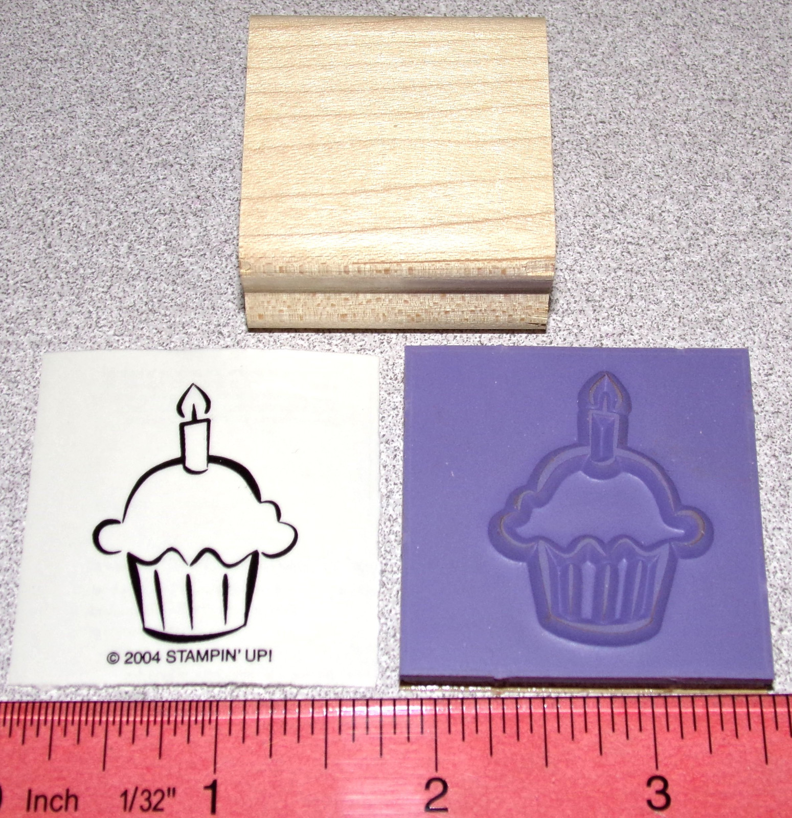 Cupcake with Candle Rubber Stamp Single Birthday Stampin Up Little Layers+ New-image