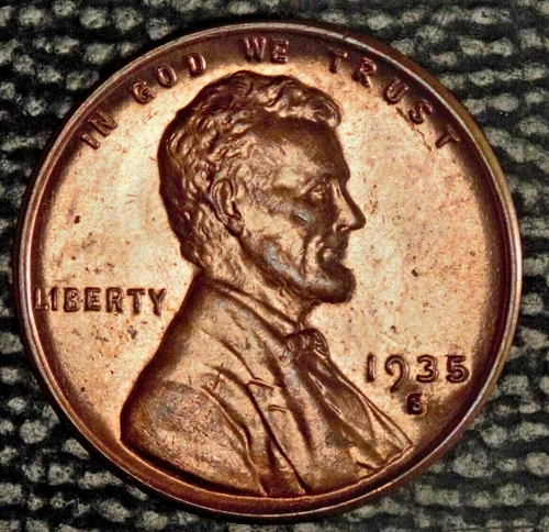 1935-S Lincoln Cent, Very Choice BU, Red, Raw