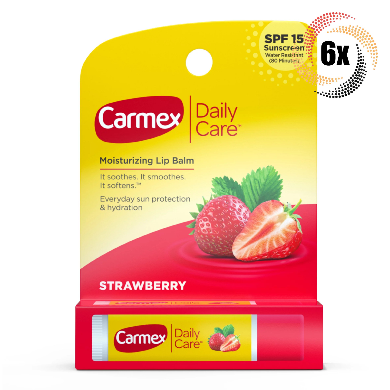 увлажняющий бальзам для губ Carmex Daily Care Strawberry SPF 15 в 6 стиках 15 унций 3990₽