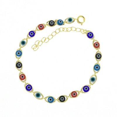 Evil Eye Color Beads Ladies Bracelet -Multi Color Bracelet 6.5'' Lucky Eye chain