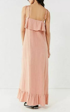 Urban Outfitters Linen Maxi Dress Lucca Couture Iris Strap Ruffle Size Medium