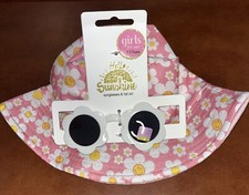NEW Toddler Girl Floral Sun Hat  Sunglasses Set 0-3 Years Summer