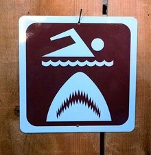 Swimming Shark Humorous Funny Recreation Symbol Highway Route Sign