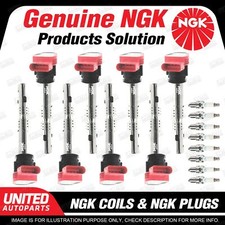 NGK 8 Spark Plugs + 8 Igniton Coils for Audi R8 4.2L V8 2007-2010