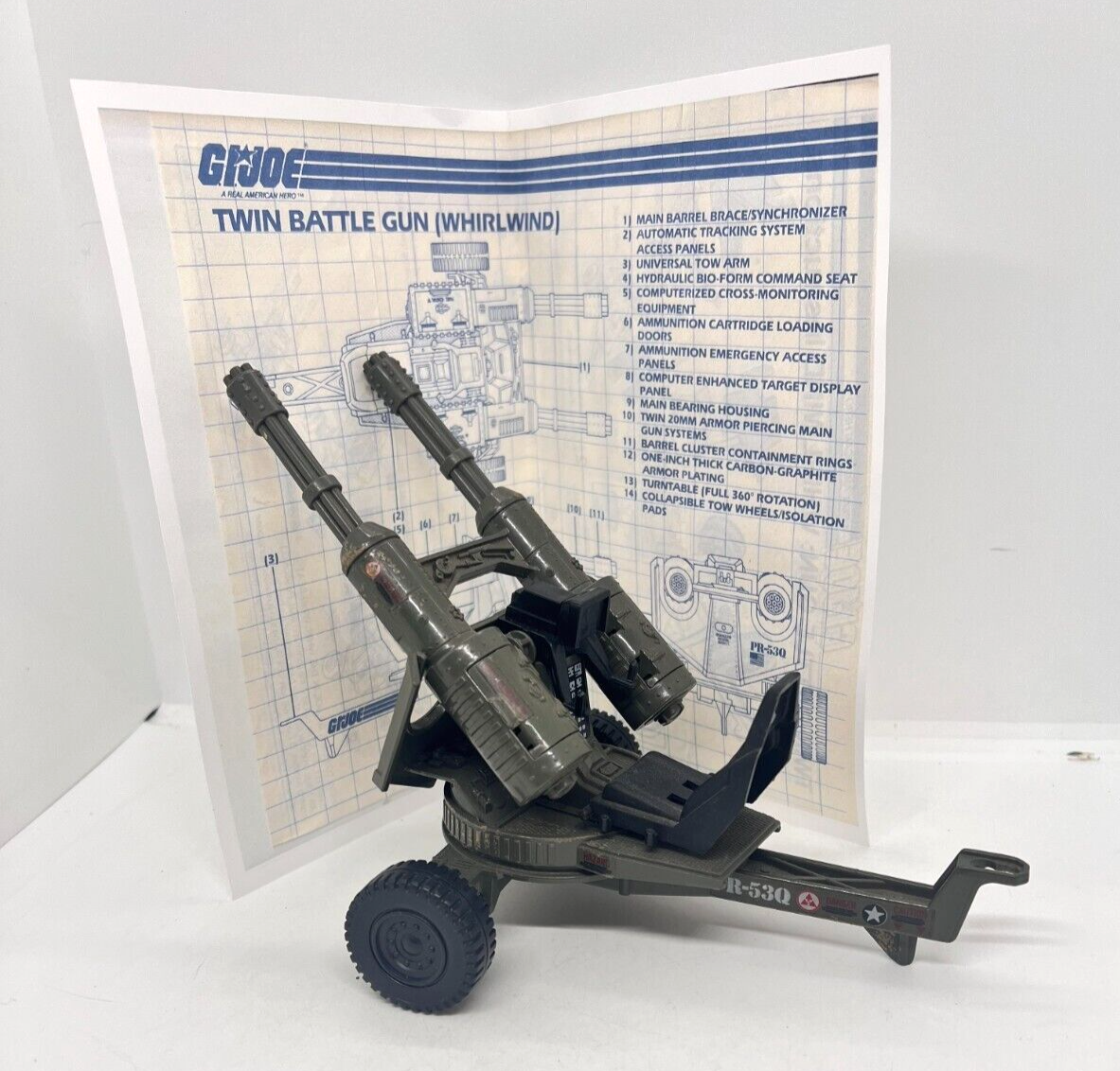 💥RARE 1983 GI Joe WHIRLWIND 100% Complete UNBROKEN Twin Battle Gun💥